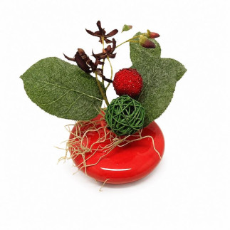 Composition florale dans un petit vase – 10 cm
