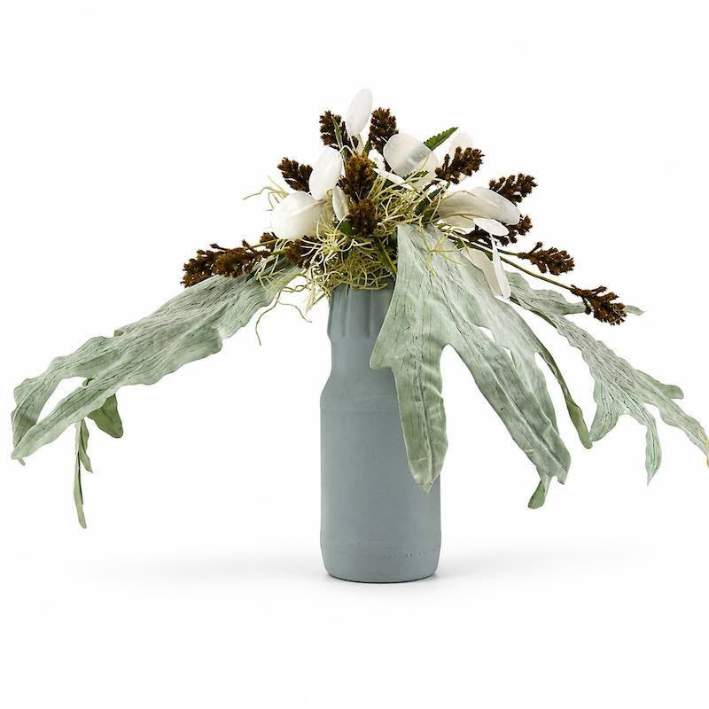 Peyote Green flower arrangement in green vase
