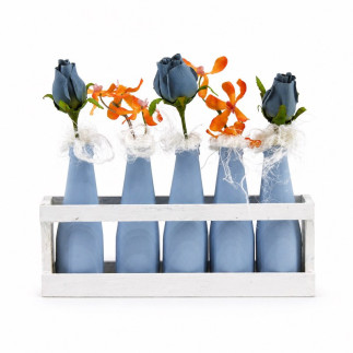 Houten houder Old White met Casper Blue flesjes