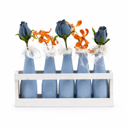 Houten houder Old White met Casper Blue flesjes