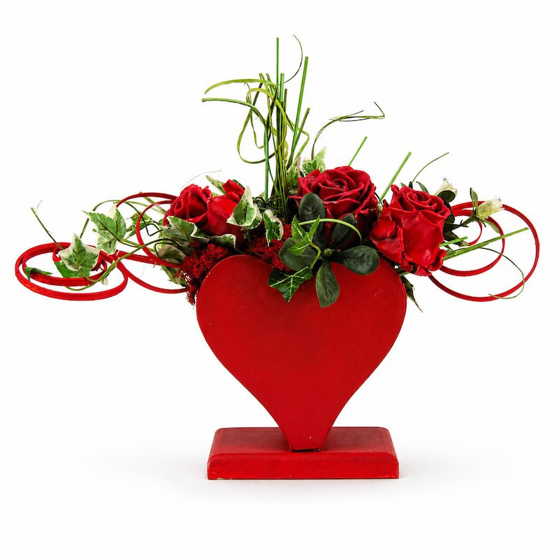 Cœur Medici Red avec roses en cire
