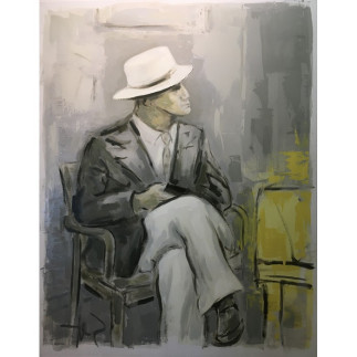 Paintings by Sef Berkers - Sitting Figure With Hat