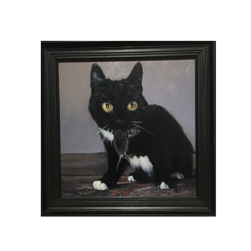 Schilderijen van Roeland van der Kley - Poes Met Muis