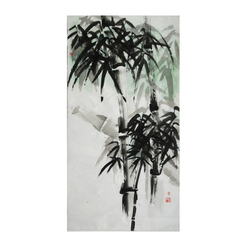 Paintings by Sylvia Radius -  Bamboe Met Groene Wassing