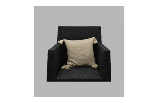 Housse de coussin naturelle avec pompons 40 x 40 cm
