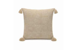 Kussenhoes naturel met kwastjes 40 x 40 cm