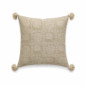 Light grey cushion cover with floral square pattern and tassels Light grey cushion cover with floral square pattern and tassels