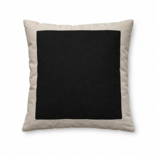 brown linen pillow with black edge