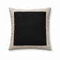 Housse de coussin en velours noir avec bordure en lin