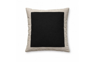brown linen pillow with black edge