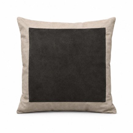 Brown cushion cover with linen border