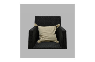 Cream check cushion cover with tassels