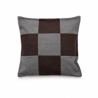 Housse de coussin en laine motif blocs brun-gris 50 x 50 cm