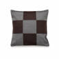 Wool cushion cover block design brown-grey 50 x 50 cm