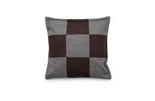Wollen kussenhoes blokdesign bruin-grijs 50 x 50 cm