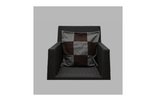 Wollen kussenhoes blokdesign bruin-grijs 50 x 50 cm