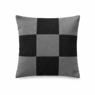Housse de coussin en laine motif blocs noir-gris 50 x 50 cm