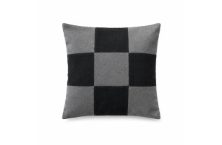 Wollen kussenhoes blokmotief zwart-grijs 50 x 50 cm