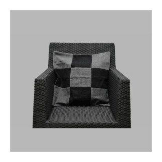 Housse de coussin en laine motif blocs noir-gris 50 x 50 cm