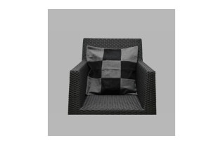 Housse de coussin en laine motif blocs noir-gris 50 x 50 cm