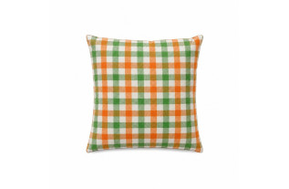 Kussen ruiten beige, oranje en groen 35 x 35 cm