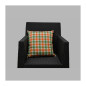 Coussin à carreaux beige, orange et vert 35 x 35 cm
