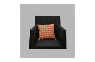 Coussin à carreaux orange 35 x 35 cm