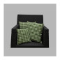 Set de 3 coussins blanc-vert à petits carreaux