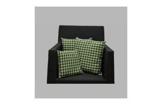 Set de 3 coussins blanc-vert à petits carreaux