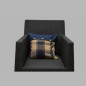 Housse de coussin motif blocs bleu avec boutons en bois 40 x 40 cm