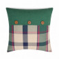 Green block design decorative cushion cover with wooden buttons 40 x 40 cm Green block design decorative cushion cover with wooden buttons 40 x 40 cm