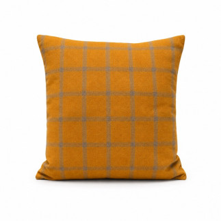 Housse de coussin à carreaux jaune ocre 40 x 40 cm