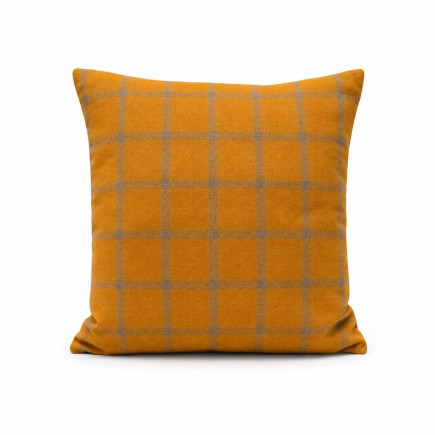 Housse de coussin à carreaux jaune ocre 40 x 40 cm