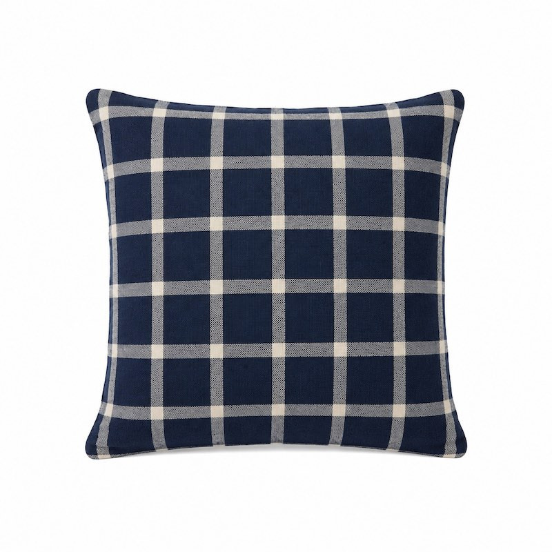 Kussenovertrek ruitmotief blauw 40 x 40 cm