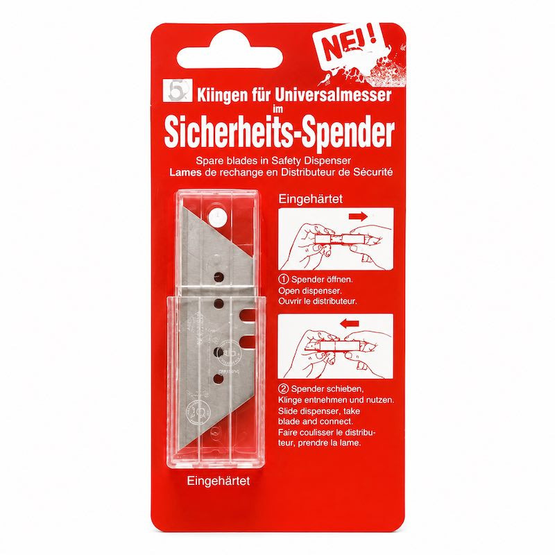 Straight replacement blades in safety dispenser