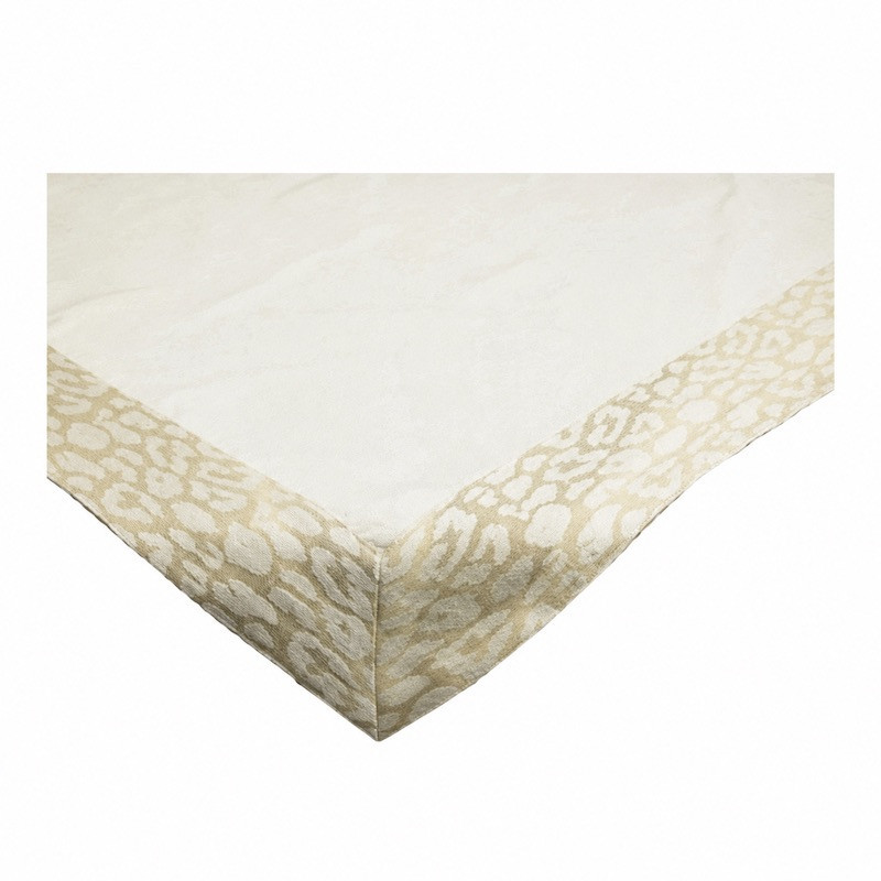 Cotton table topper with leopard-print border – 90 × 90 cm