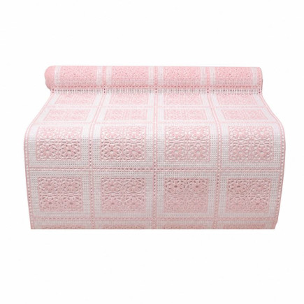 White and pink plastic table runner – width 40 cm