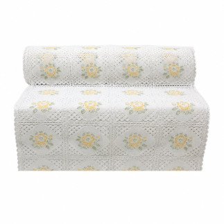 Plastic table runner with yellow summer flowers – width 40