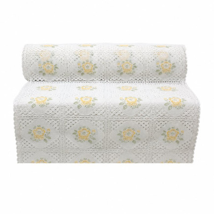 Plastic table runner with yellow summer flowers – width 40