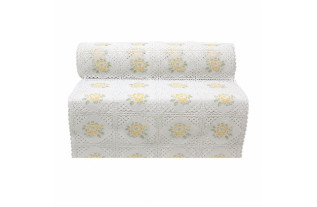 Plastic table runner with yellow summer flowers – width 40