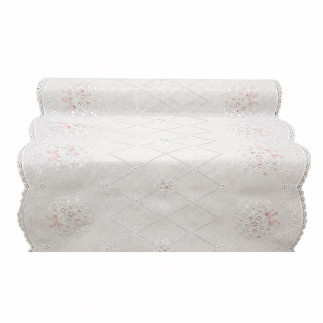 White and pink plastic table runner – width 40 cm