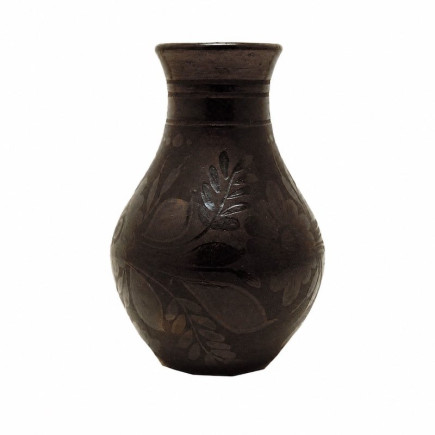 Vase à fleurs à motif floral noir