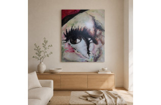 Atmospheric impression of Eye Spy by Carol Thomas in a light interior with Old White and Cyprus White