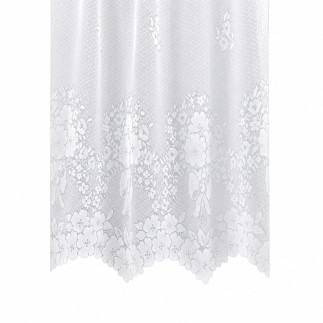 White jacquard net curtain with bow motif – 145 cm high