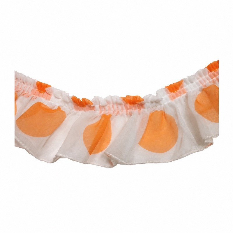 Ruche wit met oranje cirkels – hoogte 6 cm
