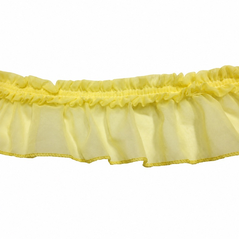Ruche gele voile met gerimpelde sierband - hoogte 8 cm