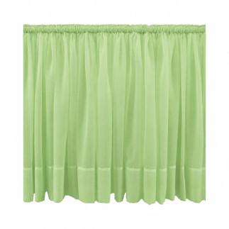 Voilage vert clair avec tête à coulisse et ourlet, hauteur 95 cm et largeur 10,10 mètres.