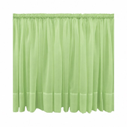 Voilage vert clair avec tête à coulisse et ourlet, hauteur 95 cm et largeur 10,10 mètres.