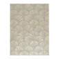 Papier peint rétro vintage - motif éventail art déco bleu, écru et nacré