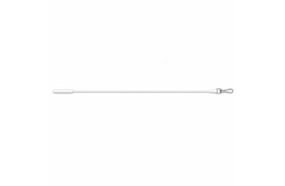 White curtain draw rod with handle and metal attachment hook, 100 cm version